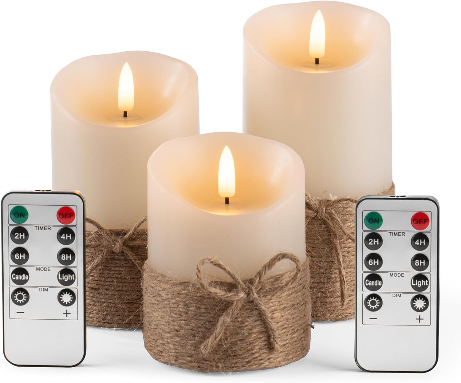 2 Pack Outdoor Flameless Pillar Candles With Remote - 3x5 Inch Waterproof LED Candles, Timer, Battery Operated For Decor