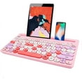 thumbnail image 1 of Wekity Wireless Bluetooth Keyboard,  Dual Mode Multi-Device Cute Portable Slim Wireless Keyboard with USB Nano, 20m Connection Distance for Tablet PC Windows Android iOS Mac (Pink), 1 of 7