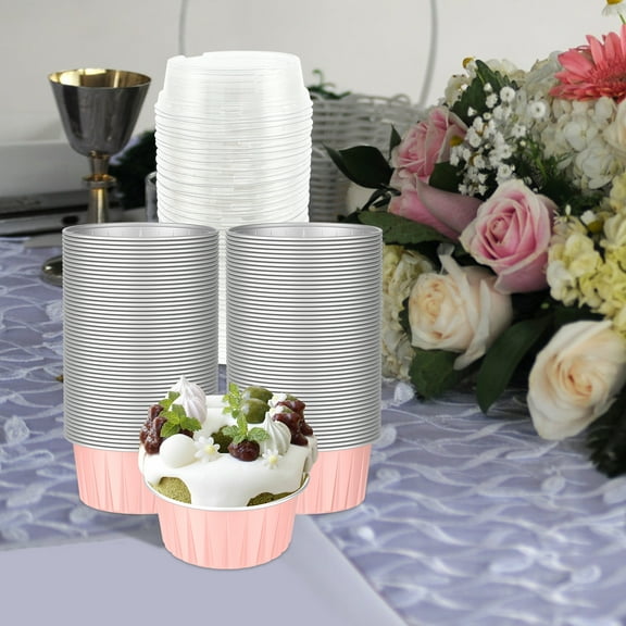 Wekvgz 100Pcs Mini Loaf Pans Aluminium Foil Mini Cake Pans Anti Stick Mini Cake Tins with Lid Stackable Small Cake Containers Keep Fresh Mini Loaf Pans Suitable for Cake Tarts