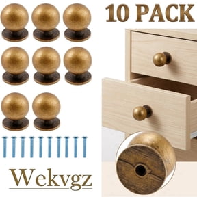 10 Pack Antique Brass Cabinet Knobs, 1" Round Vintage Drawer Pulls, Heavy Duty Zinc Alloy Hardware for Kitchen and Dresser