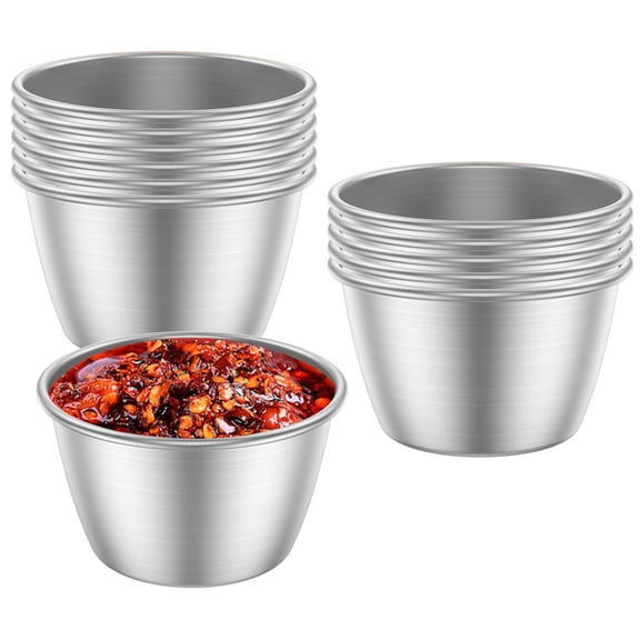 Wekvgz 12 Pcs Sauce Cups Sturdy Stainless Steel Dipping Sauce Cups Heat Resistant Condiment Cups Practical Dipping Cups for Home Kitchen Party Restaurant