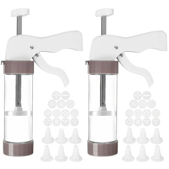Wekvgz 2 Pcs Cookie Press with 26 Cookie Discs and 12 Icing Nozzles Ergonomic Cookie Maker Reusable Cookie Press Kit Practical Cookie Press Machine for Baking