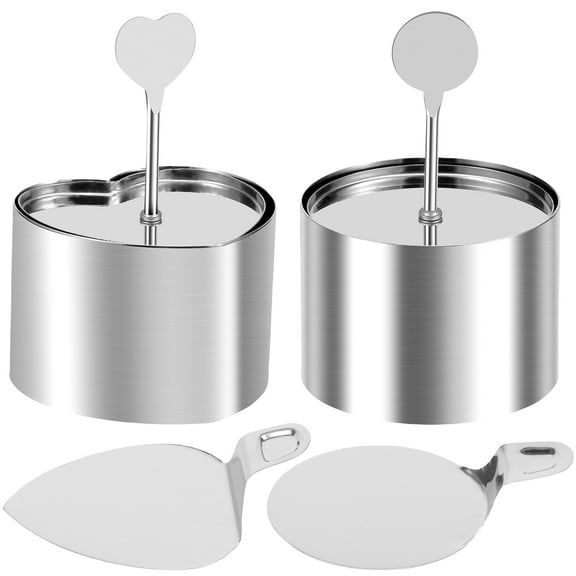 Wekvgz 2 Pcs Ring Molds with Pushers and Transfer Plates Stainless Steel Cake Ring Molds Reusable Food Ring Mold Multipurpose Baking Ring Molds for Pastry Cookie Dessert Mousse