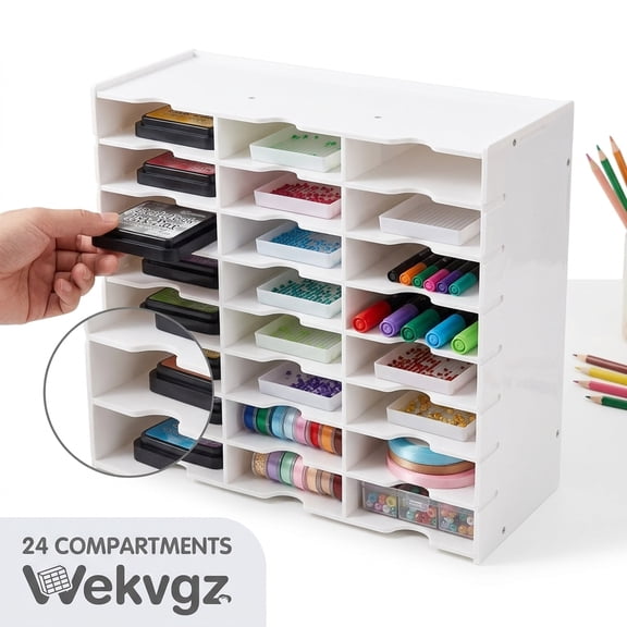 Wekvgz 24 Slots Ink Holder waterproof stamp storage rack practical space saving organizer for daily craft supplies