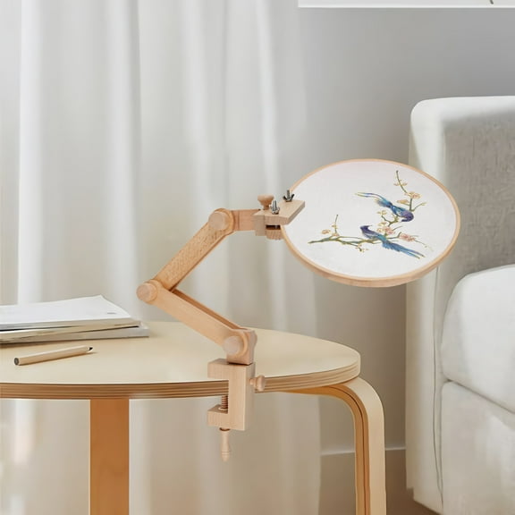 Wekvgz 2Pcs Adjustable Embroidery Table Stand Wood Cross Stitch Hoop Stand Rotated Embroidery Hoop Holder Compact Embroidery Hoop Stand for Cross Stitch and Embroidery Project