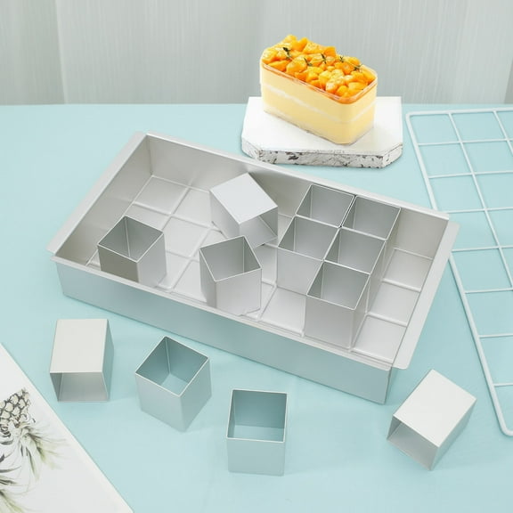 Wekvgz 2Pcs Adjustable Square Cake Pan Aluminum Alloy Numbers and Letters Cake Tin Safe DIY Number Cake Mold with Divider Reusable Cake Baking Mould Birthday Cake Mold for Cake