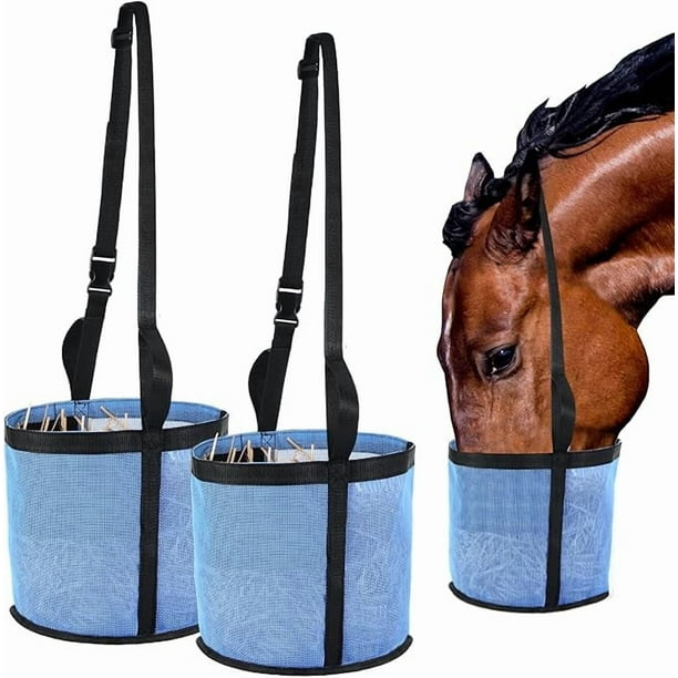 Wekvgz 2Pcs Horse Feed Bag Breathable Mesh Feed Bucket Mesh