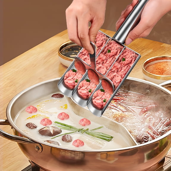 Wekvgz 2Pcs Meatball Maker Tool Stainless Steel Meatball Maker Creative Meatball Scoop Ball Maker Efficient Triple Meatball Maker for Quick Meatball Biscuit Dough Making