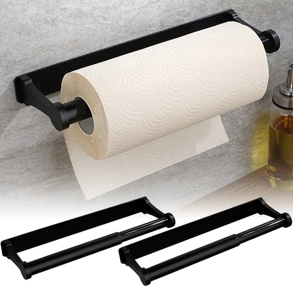 Wekvgz 2Pcs Paper Towel Holder Under Cabinet Wall Mount Stainless Steel Tissue Paper Roll Holder Heavy Duty Paper Roll Hanger Adhesive or Drilling Paper Towel Rack Toilet Roll Holder Kitchen Bathroom