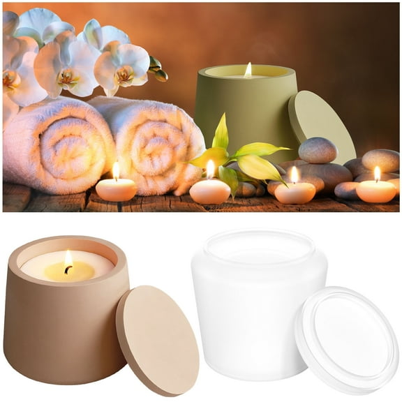 Wekvgz 2pcs Candle Jar Molds with Lid DIY Silicone Candle Molds for Crafts Home Decor Creative Candles Resin Mold Epoxy Resin Casting Molds for Candle Making Scented Soaps Making