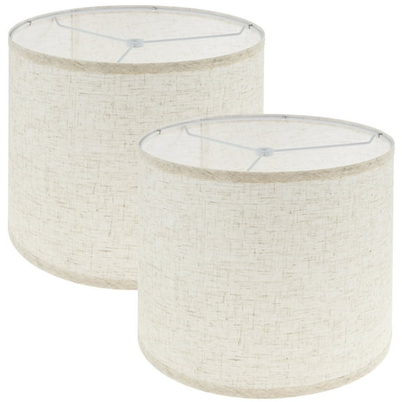 Wekvgz 2pcs Drum Lampshades With Spider Fitter for Table Lamp Floor Light 11.4" Top x 12.6" Bottom x 9.65" High Detachable Natural Linen Fabric Drum Shape Lamp Shade for Living Room Bedroom