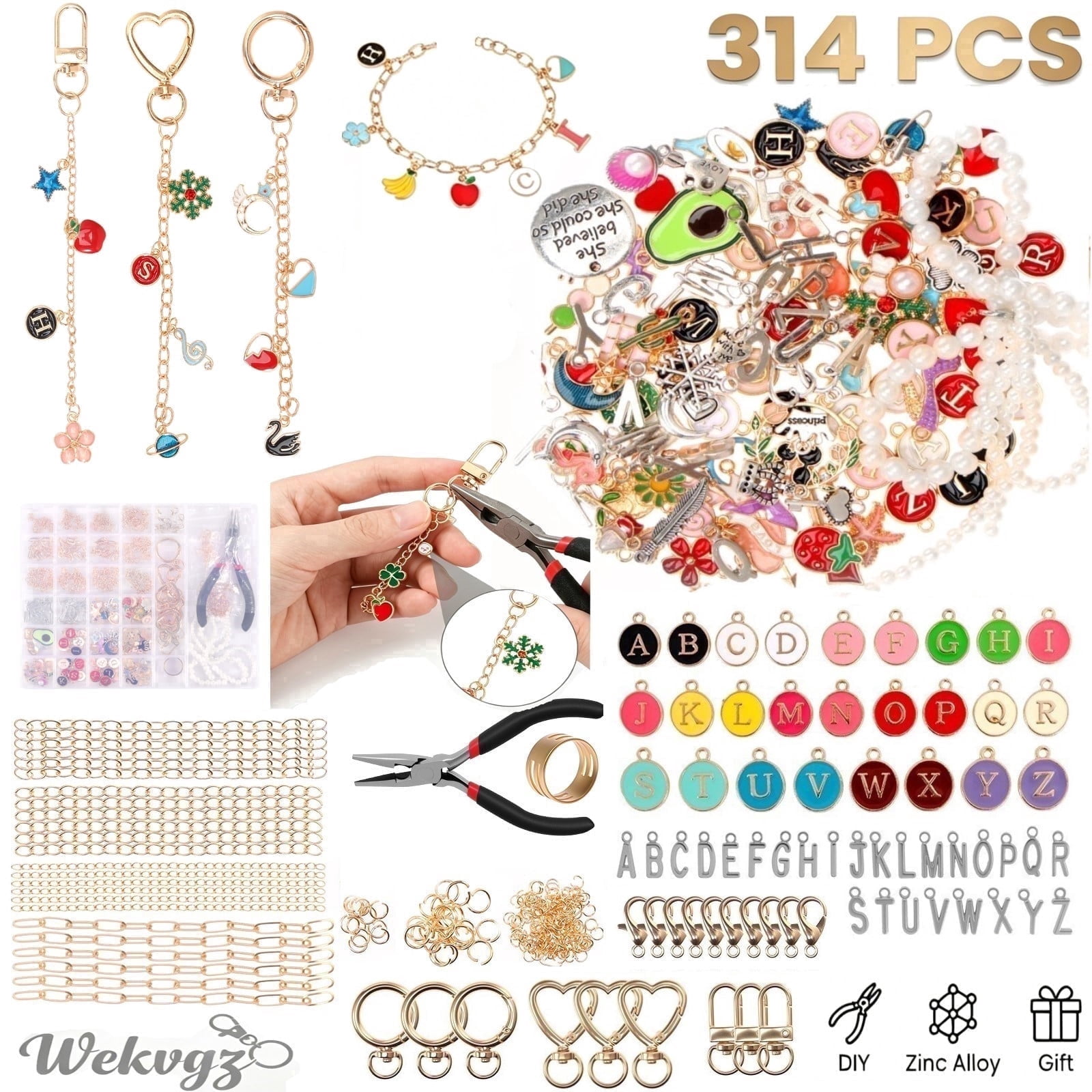 アクセサリー LI'S CRAFT999 Lip Gloss Keychain Making Kit with Charms, 314Pcs Bag Charm Kit
