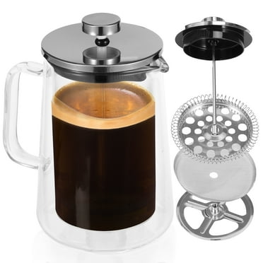 Wekvgz 350/650/1000ml French Press Coffee Maker Double Wall Glass French Press Clear French Press Tea Maker Multifunctional Coffee Press Coffee Maker for Home Office