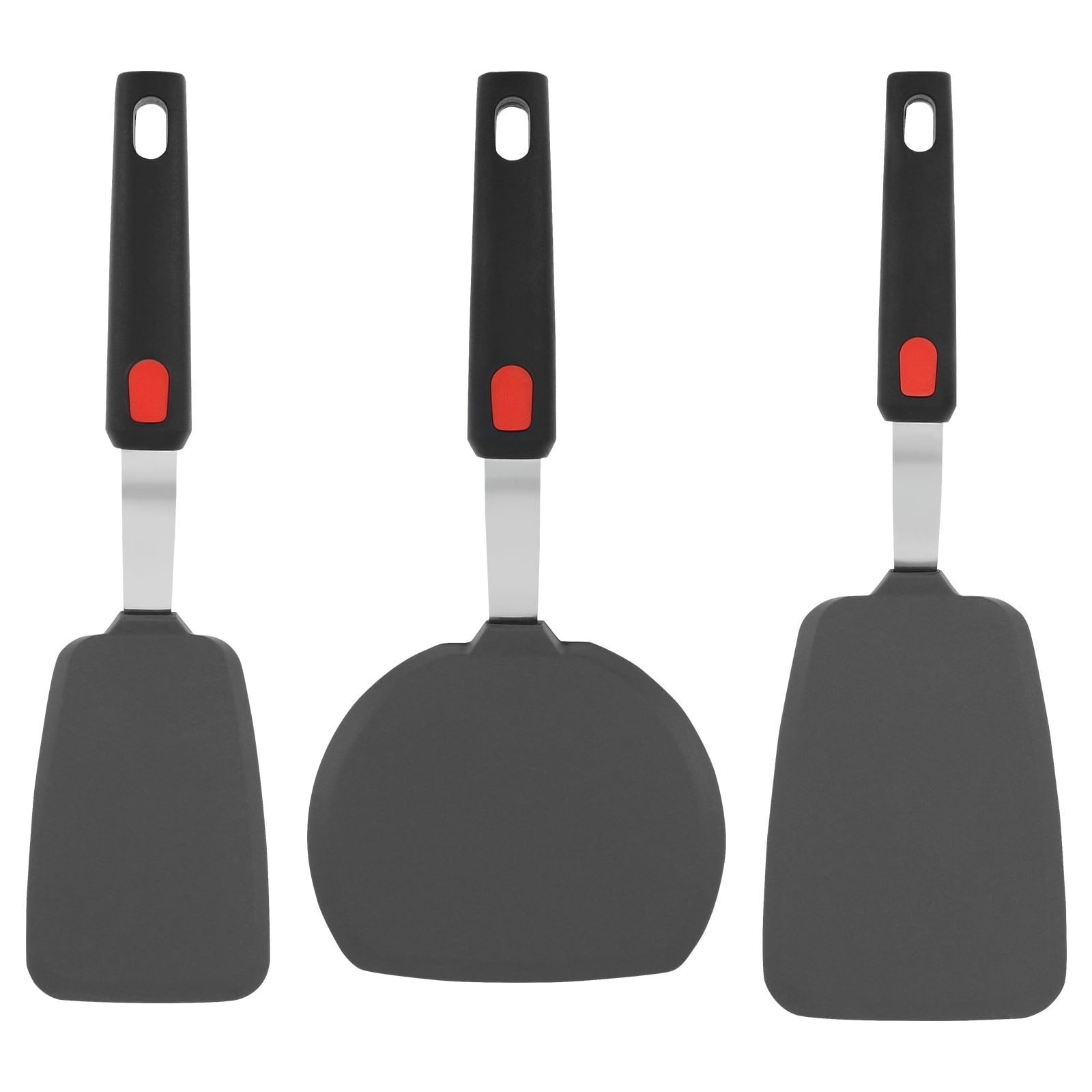 Black Silicone and Stainless Steel Heat Resistant Spatula Set