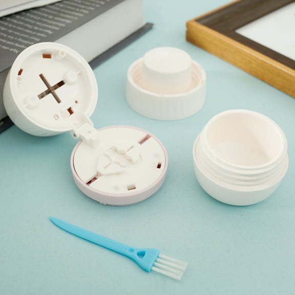 Wekvgz 4 Functions Pill Cutter with Stainless Steel Blade Portable Pill Crusher Compact Pill Organizer Reliable Pill Grinder Includes Cleaning Brush for Small and Tiny Pills