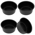 thumbnail image 1 of Wekvgz 4 Pcs 4inch Cake Tin Nonstick Cake Pan Round Cake Mold Heat Resistant Cake Baking Pan One Piece Design 4.5cm Deep Cake Baking Tray for Oven and Air Fryer Black, 1 of 11