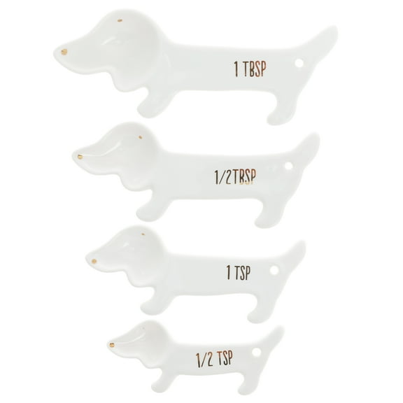 Wekvgz 4 Pcs Dachshund Measuring Spoons Cute Ceramic Measuring Spoon Set Practical Baking Measuring Spoons Multipurpose Cooking Measuring Spoons for Kitchen Holidays Parties