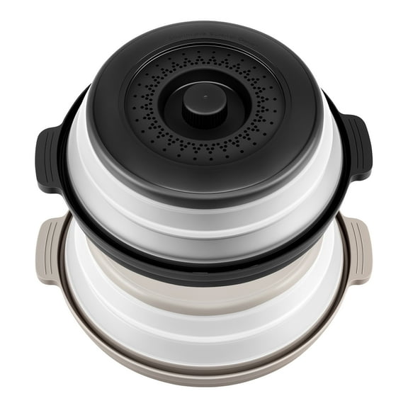 Wekvgz 4Pcs Microwave Food Cover with Base Tray Foldable Microwave Lid Cover Heat Resistant Microwave Splatter Lid Microwave Splatter Guard Lid with Grip Handle for Cooking Kitchens