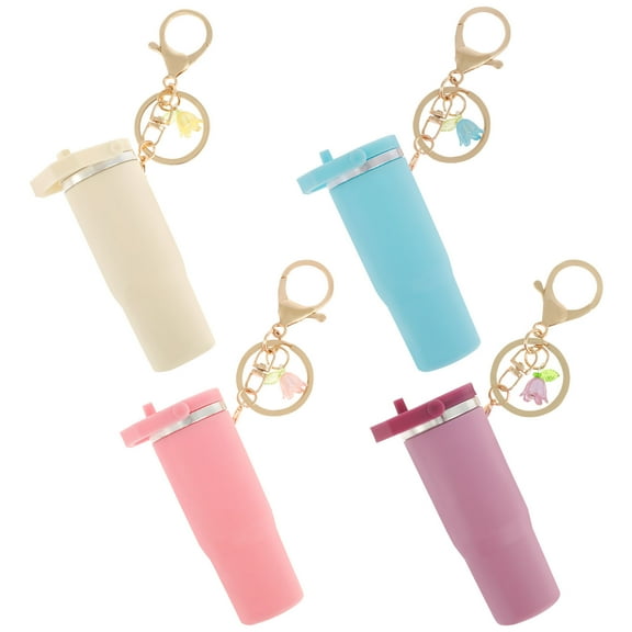 Wekvgz 4Pcs Mini Tumbler Keychain Plastic Mini Cup Keychain Decorative Mini Cup Key Chain Compact Mini Tumbler Key Chain Portable Cup Keychain Charm for Women Purse Handbag
