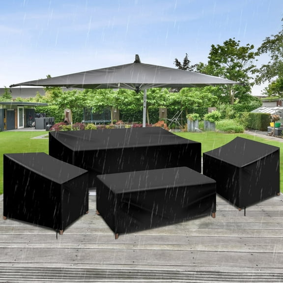 Wekvgz 4pcs Patio Furniture Cover Set Waterproof Oxford Cloth Outdoor Furniture Cover with Drawstring Dustproof Sofa Table Chair Protect Cover Heavy Duty Furniture Cover for Furniture