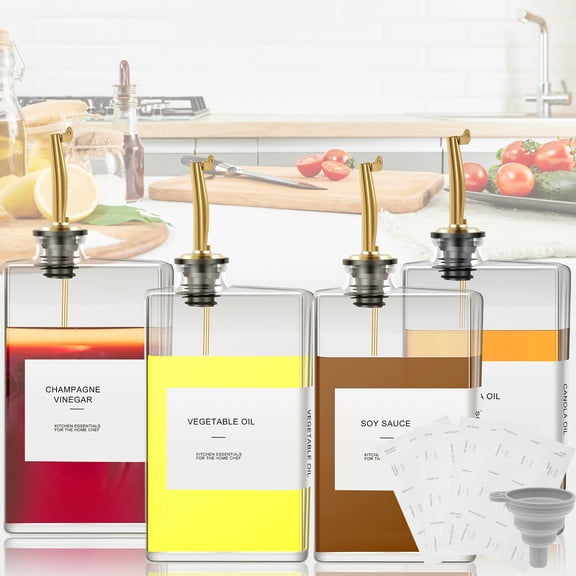 Wekvgz 500ml Rectangular Olive Oil Dispenser Glass Bottle Transparent Large Capacity Dispenser Bottle Well Sealed Container Convenient Sorting Dispenser Bottle for Soya Sauce Vinegar