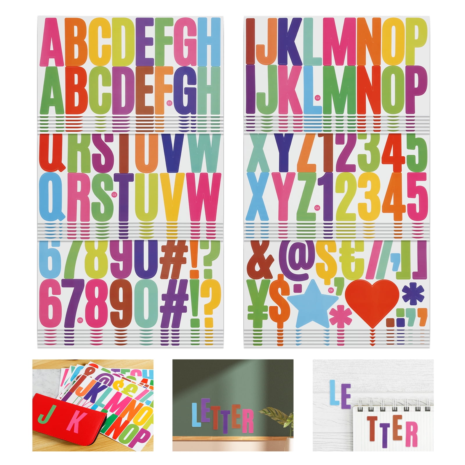 Wekvgz 600Pcs 36 Sheets Large Letter Stickers Self Adhesive Alphabet Letter Easy to Stick ...