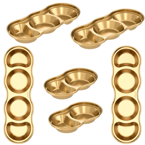 Wekvgz 6Pcs Sauce Dishes Stainless Steel Appetizer Serving Trays Multiple Partitions Condiment Dip Bowls Multipurpose Stackable Snack Dishes for Restaurant Kitchen Sauce Salt Vinegar Sugar Spices