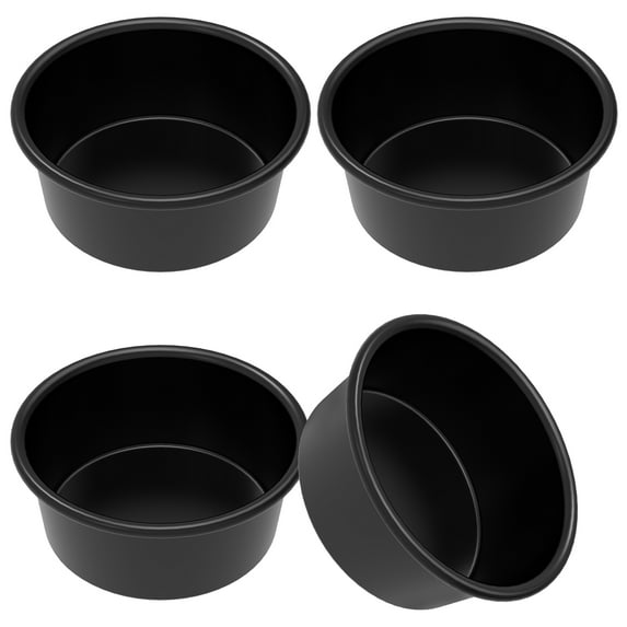 Wekvgz 8Pcs 4inch Cake Tin Nonstick Cake Pan Round Cake Mold Heat Resistant Cake Baking Pan One Piece Design 4.5cm Deep Cake Baking Tray for Oven and Air Fryer Black
