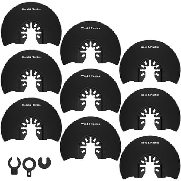Wekvgz 9pcs High Carbon Steel Oscillating Saw Blade Set 3-1/2inch Multipurpose Semicircle Oscillating Multitool Blades Set Sturdy Cutting Oscillating Tool Blades for Cutting Wood Plastic
