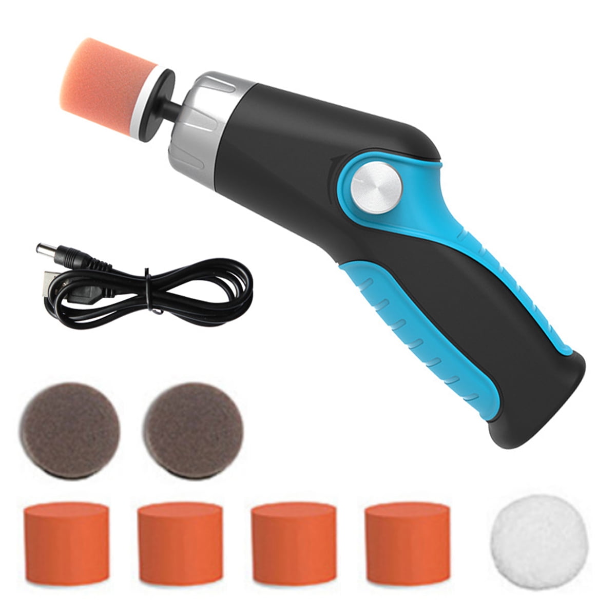 Wekvgz Car Electric Polisher 60W Cordless Rechargeable Car Polishing Machine with 2000mAh Battery Adjustable Speed Car Waxing Tool for Furniture Wood Metal Car