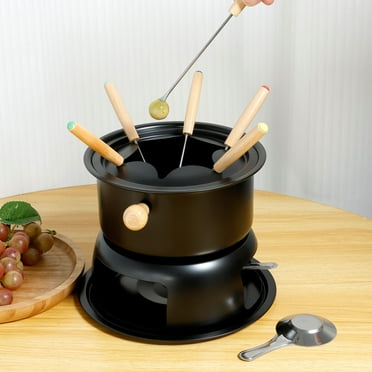 Wekvgz Cheese Chocolates Fondue Versatile Fondue Melting Pot Kit Stainless Steel Fondue Pot Set Even Heating Fondue Maker Protective Fondue Set with 6 Forks for Melting Chocolates