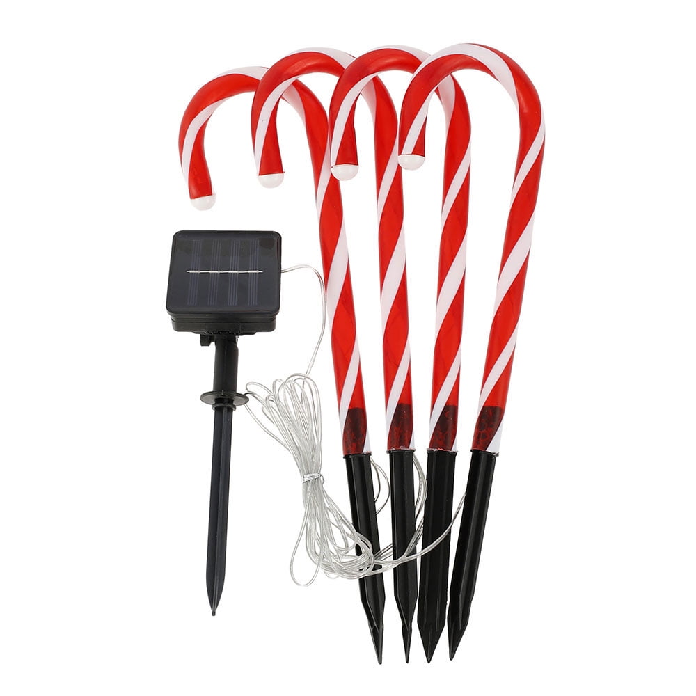 Wekvgz Christmas Solar Candy Cane Lights with Ground Spike for Outdoor ...