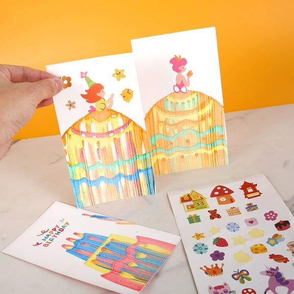 Wekvgz DIY Scratches Art for Party Activities Creative Postcard Design Scratch Painting Kit Novelty Squeegee Art Kit With Multi Color Pigments for Adults Kids