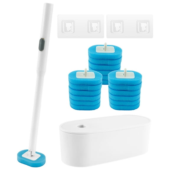 Wekvgz Disposable Toilet Brush ToiletWand with 18pcs Toilet Refills Wall Mounted Toilet Bowl Cleaner Toilet Cleaning Supplies Wand Heads Kit for Deep Cleaning Hygienic Bathroom