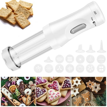 Wekvgz Electric Cookie Press DIY Cookies Maker Set with 12 Cookie Discs and 4 Icing Nozzles Decorating Kit Detachable Cookie Maker Machine Electric Cookie Decorating Tool for Biscuits