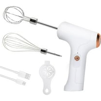 Wekvgz Electric Egg Beater Cordless Handheld Electric Whisk 3 Speed Adjustable Kitchen Baking Mixer Automatic Household Whisk with 2 Detachable Mixing Head for Eggs Baking
