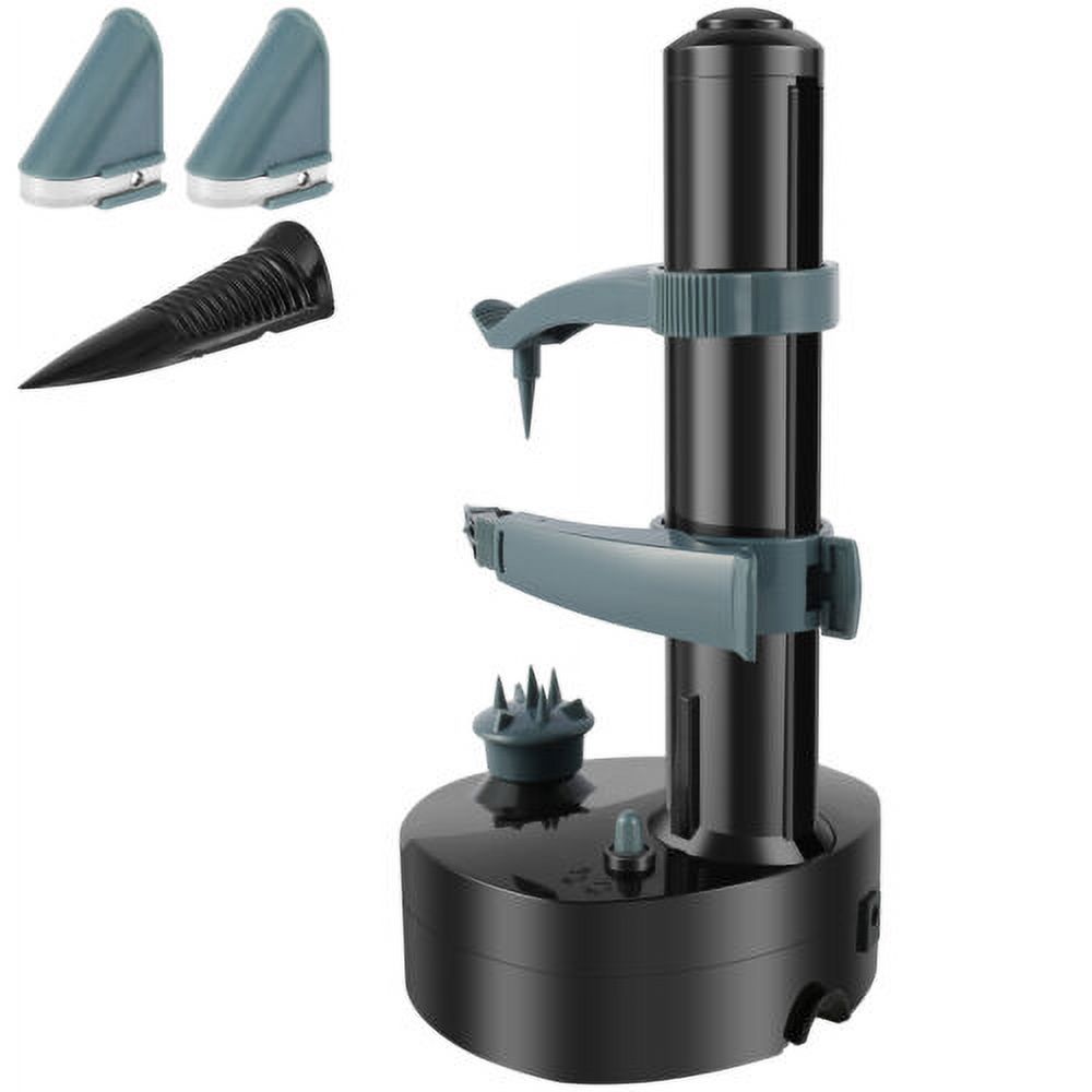 Ihvewuo Electric Potato Peeler Effortless Cutting Auto Apple Peeler Potato Peeling Machine with Non-Slip Bottom Multifunctional Apple Peeler Tool 3 Sharp Stainless Steel Blades