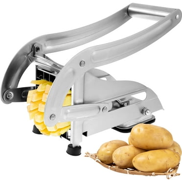 Wekvgz French Fry Cutter Stainless Steel Potato Cutter With 2 Blades Professional Vegetable and Potato Slicer Multifunctional Fry Cutter with Non-Slip Suction Base for Potatoes Carrots Cucumbers
