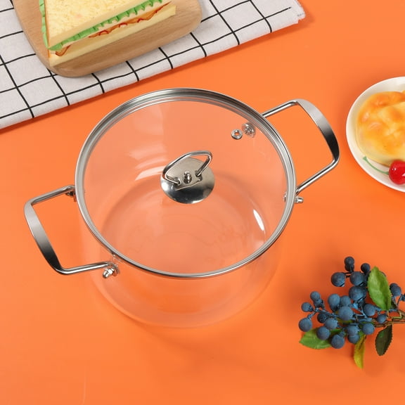 Wekvgz Glass Cooking Pot 2.5L/3.5L Heat Resistant Simmer Pot Clear Glass Pots with Pot Lid and Two Handle Borosilicate Glass Cookware for Stove Gas Cooktop Microwave Oven