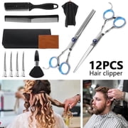 Wekvgz 12pcs stainless steel professional cutting scissors set complete hairdressing tools with razor comb and clips suitable for salon and household trimming use