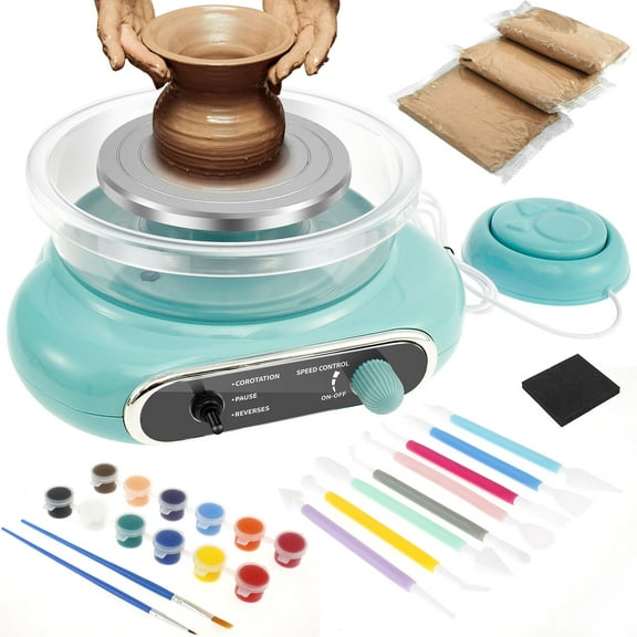 Wekvgz Kids Pottery Wheel Kit Complete Mini Pottery Wheel Kit Adjustable Speed Pottery Wheel Craft Kit Practical Electric Pottery Wheel Kit for Adults Kids Beginners