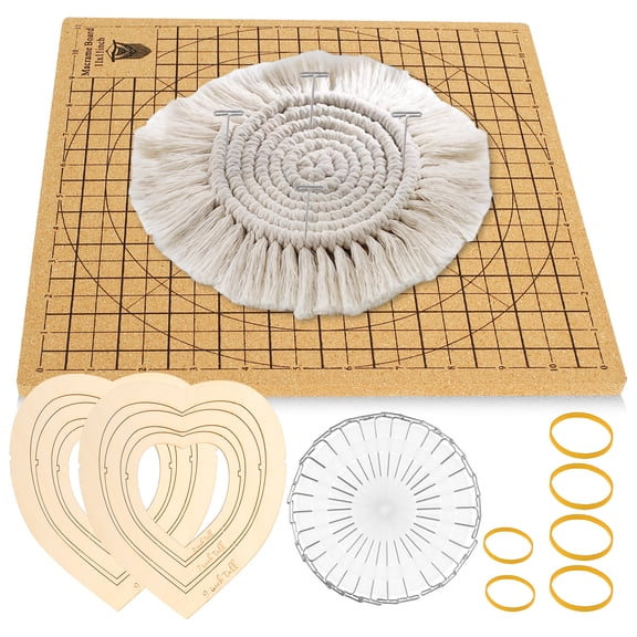 Wekvgz Macrame Board Set with Pins Double Sided Macrame Project Board Grids Wood Macrame Cork Board Lightweight Macrame Craft Board for Braiding Craft Bracelet Scarves