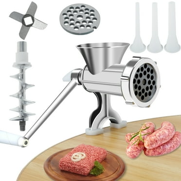 Wekvgz Manual Meat Grinder with Handle Meat Crank Rustproof Meat Grinder Sausage Maker Table Mount Pork Mincer with 3 Sausage Maker Tube Multifunctional Meat Grinding Machine for Home Kitchen