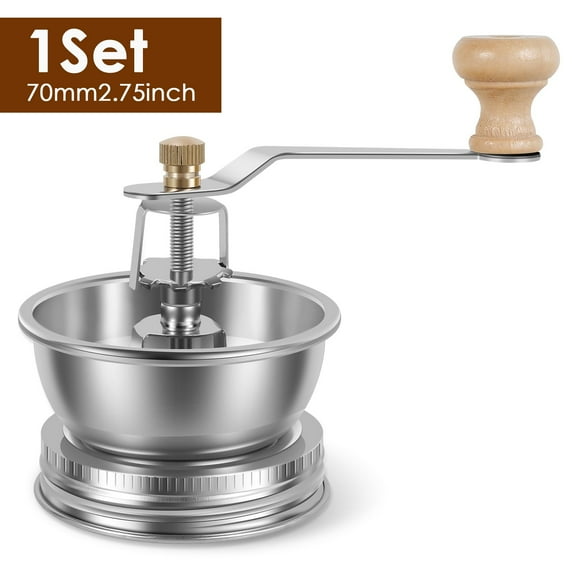 Wekvgz Mason Jar Coffee Grinder with Crank Handle Manual Coffee Grinder Stainless Steel Coffee Grinder Lid Attachment Detachable Hand Coffee Bean Grinder for Wide Mouth Mason Jars
