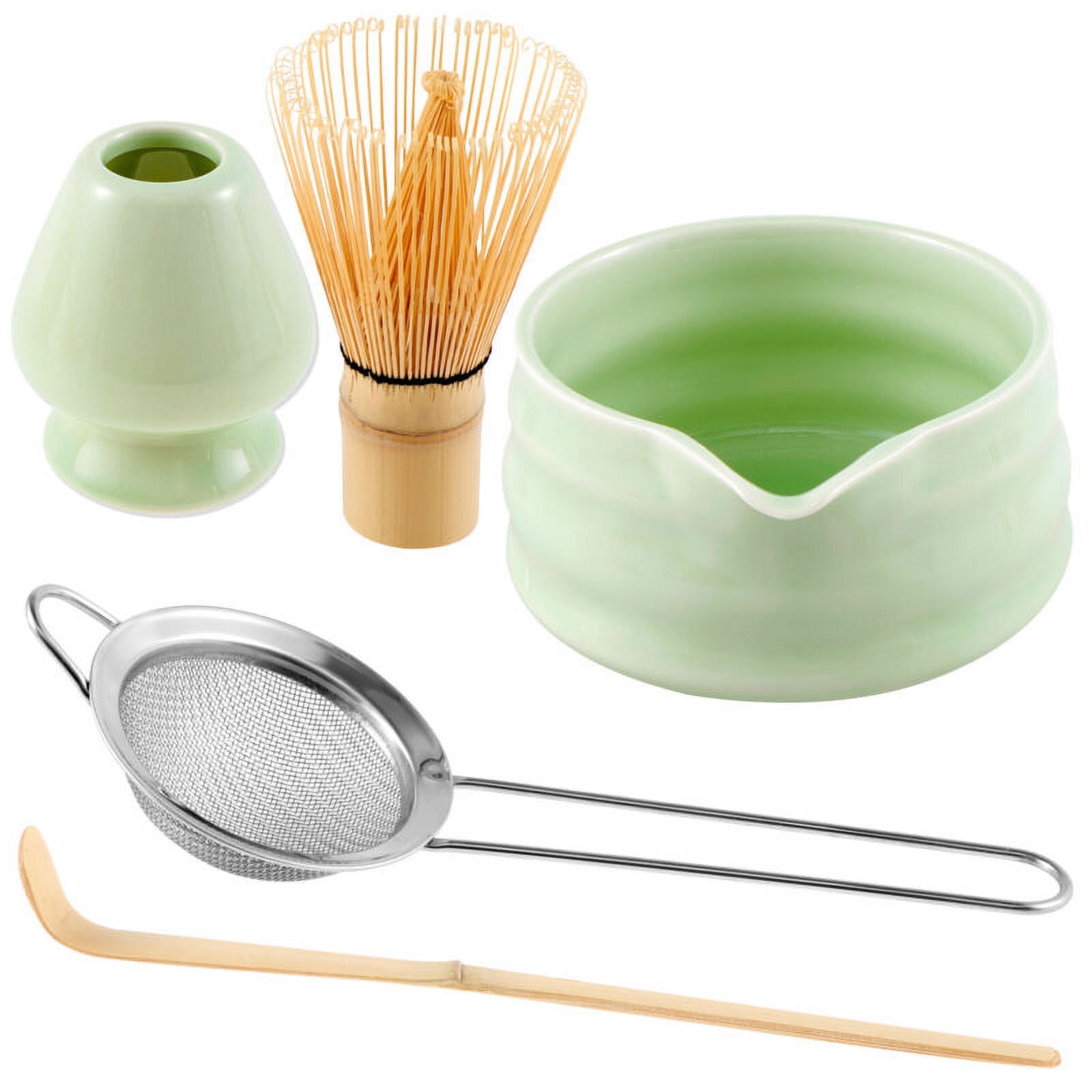 Set Matcha 4 Pièces Céramique Et Bambou - Bol, Fouet, Cuillère Et Support