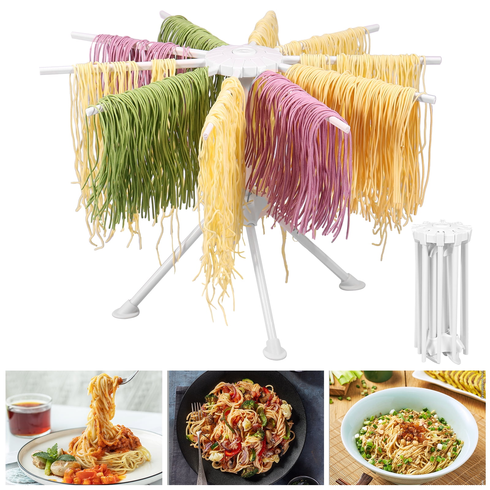 QENWKXZ Foldable Pasta Drying Rack – 10 Arms, Holds 4lbs, Food Grade ABS, Portable For Kitchen