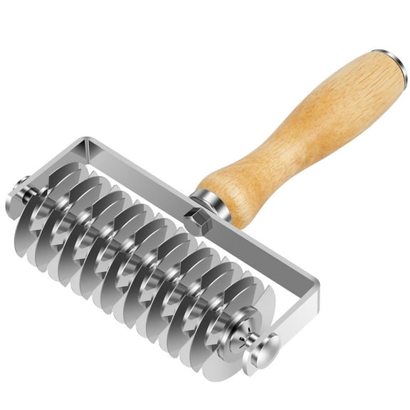 Wekvgz Pastry Lattice Roller Cutter Stainless Steel Dough Lattice Cutter with Wood Handle Multifunctional Lattice Cutter Pastry Tool for Pie Crust Pizza Bread