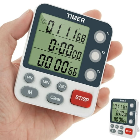 Wekvgz Plastic 3 Channel Kitchen Timer With Loud Alarm Magnetic Back Large Display Digital Timer Adjustable Volume High Precision Food Timer for Kitchen Cooking