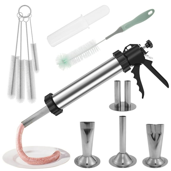 Wekvgz Sausage Stuffer Kit Manual Stainless Steel Jerky Maker Kit Easy Cleaning Large Capacity Jerky Stuffer Kit With Thickened Aluminum Handle for Home Kitchen