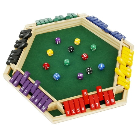 Wekvgz Shut The Box Game for 1 to 6 Players Wood Tabletop Board Game with 12 Dice Fun Close The Box Game Handmade Shut The Box Dice Game for Kids Adults Families Home Party
